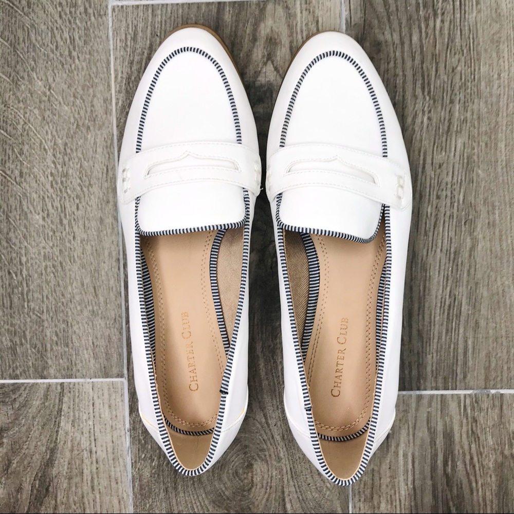 Charter Club White Vivian Faux Leather Loafers